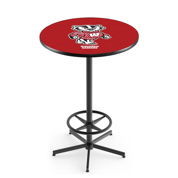 42" Black Wisconsin "Badger" Pub Table